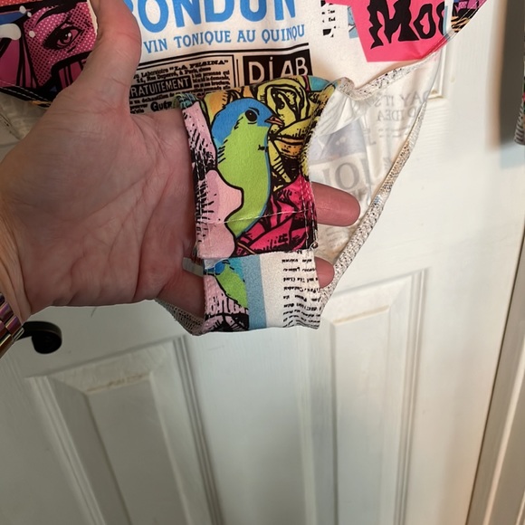 Colorful, “newsprint” bodysuit. Unsure of brand - maybe Shein or H&M. - Picture 4 of 5